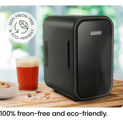 ICEMAN Portable Mini Fridge w/ 8 12oz Can Capacity, Cools and Heats, Car Plug Included