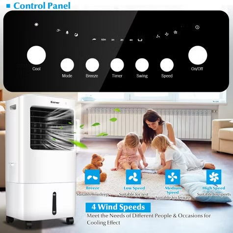 Costway Evaporative Portable Air Cooler Fan & Humidifier with Remote Control 7.5 Timer