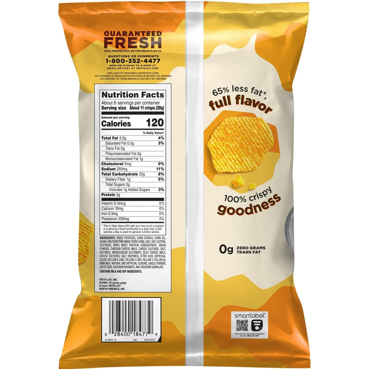 Ruffles Oven Baked Cheddar & Sour Cream Potato Chips - 6.25oz