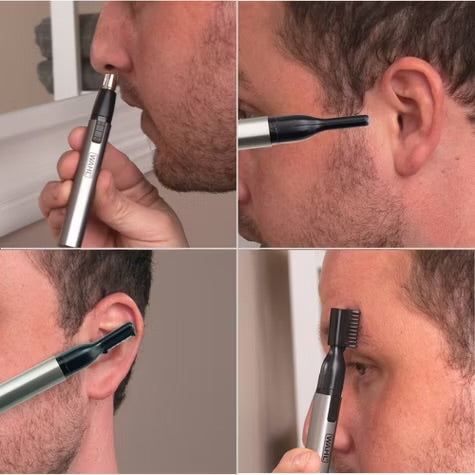 Wahl Lithium Ion Micro Groomsman 2-in-1 Cordless Battery Eyebrow and Nose Trimmer for Men with Rinseable Heads