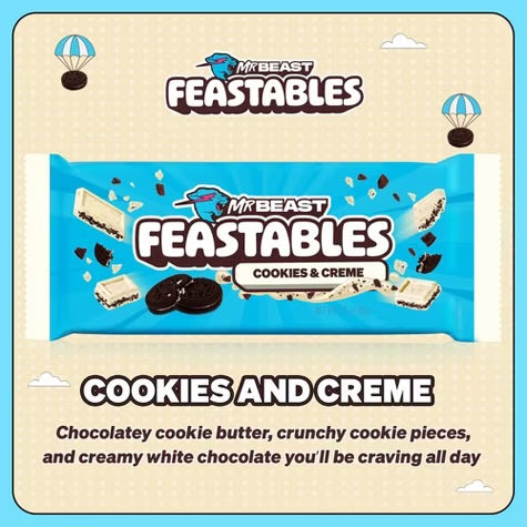 Feastables MrBeast Cookies and Cream Chocolate Bar - 60g