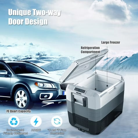 Costway 70 Quart Portable Electric Car Cooler Refrigerator Compressor Freezer for RVs Camping