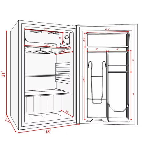 Costway 3.2 Cu.Ft. Compact Refrigerator Mini Dorm Small Fridge Freezer Reversible Door