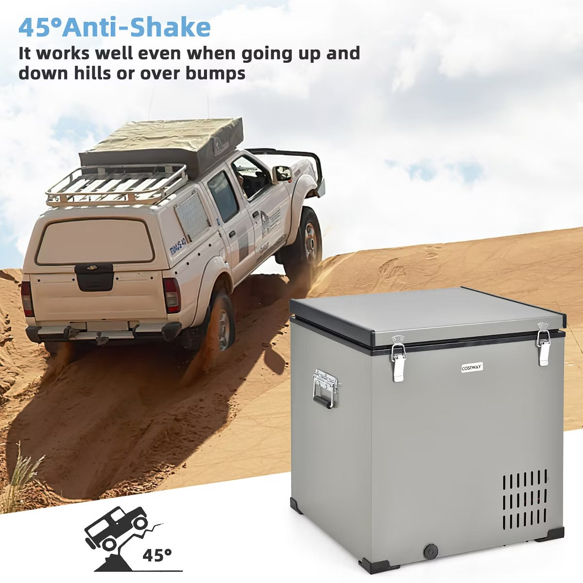 Costway 68 Quart Car Refrigerator 12V Portable Car Freezer Fridge w/DC & AC Adapter