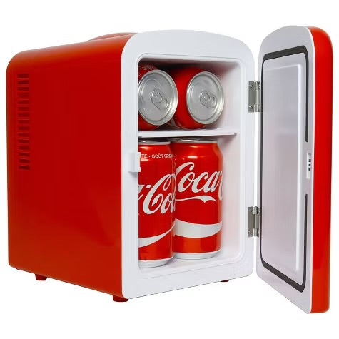 Coca-Cola Polar Bear 4L Cooler/Warmer 12V DC 110V AC Mini Fridge - Red: Thermoelectric Dorm Refrigerator, 6 Can Capacity