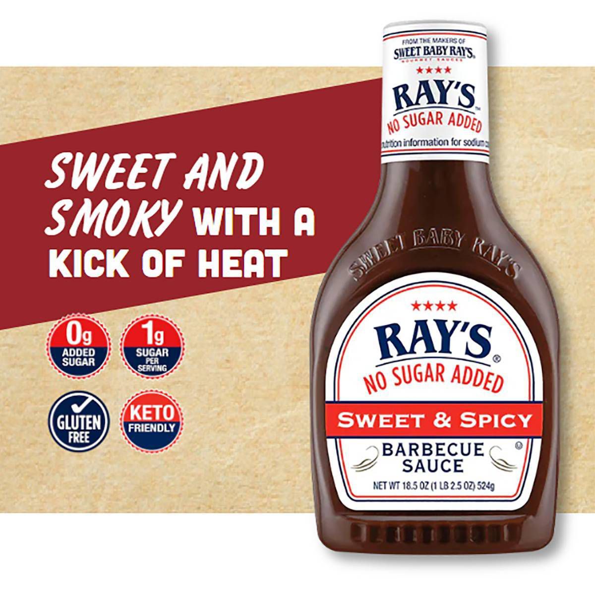 Sweet Baby Ray's No Sugar Added Sweet and Spicy BBQ Sauce - 18.5oz