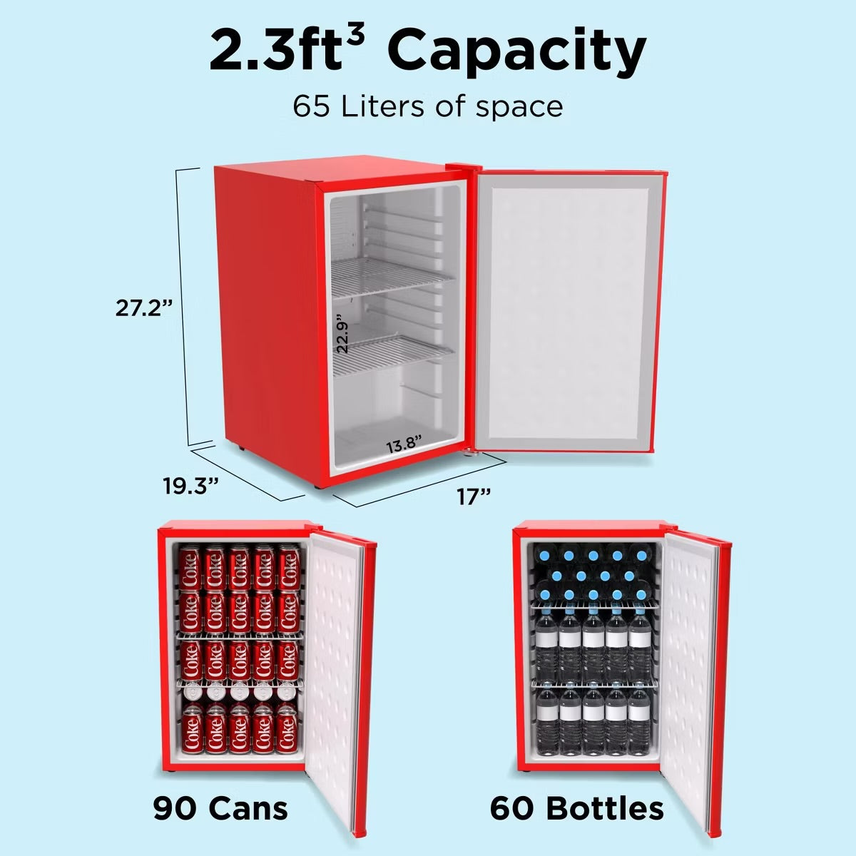 Husky 2.3 Cu.Ft Premium Freestanding Beverage Cooler & Mini Fridge