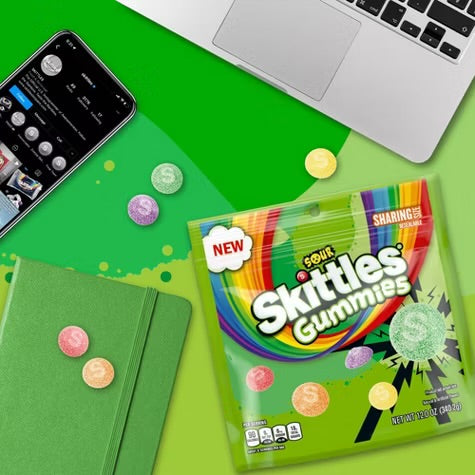 Skittles Sour Gummies Candy, Chewy Sour Candies Sharing Size Bag - 12oz