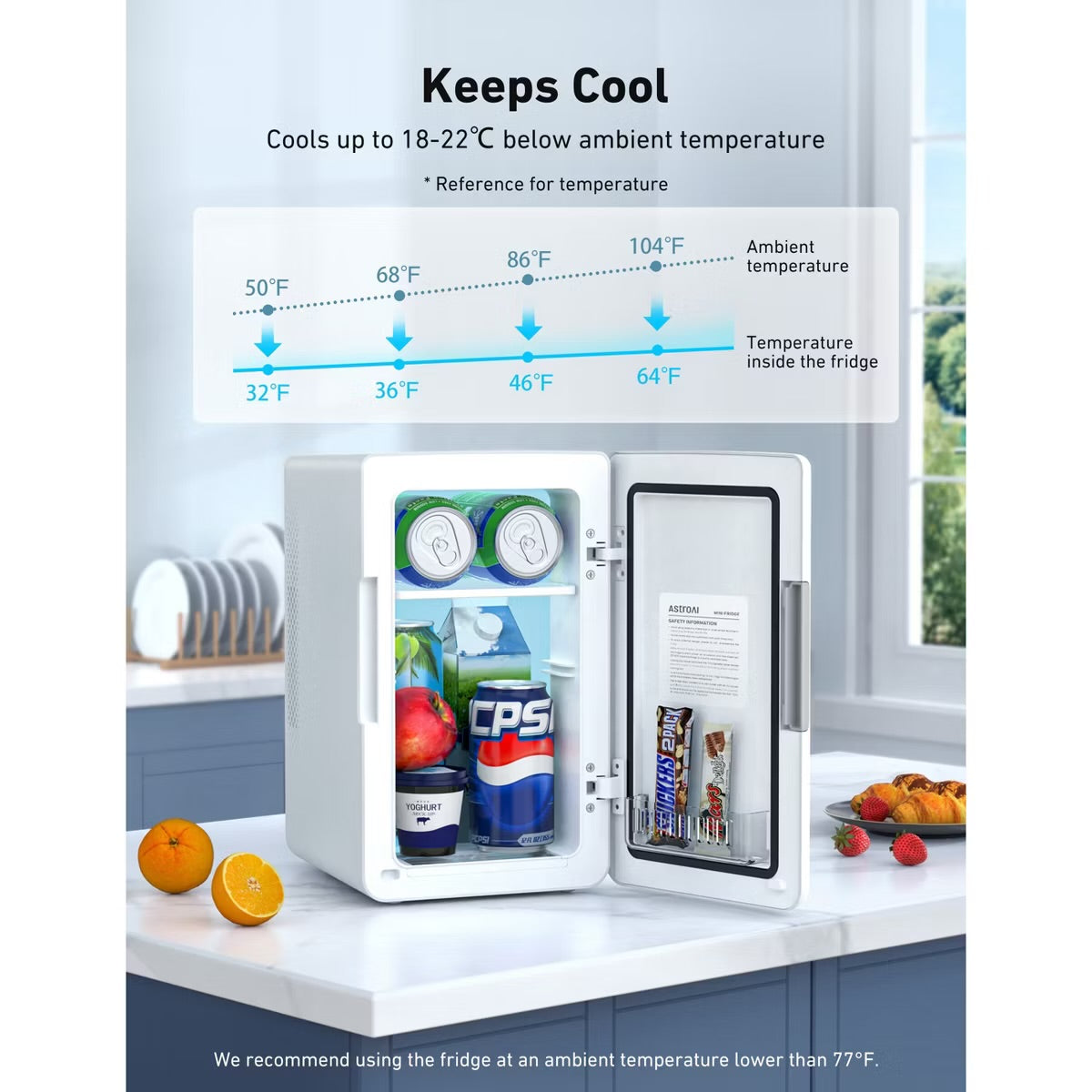 AstroAI Mini Fridge 6 Liter/8 Cans Makeup Skincare Fridge AC/DC
