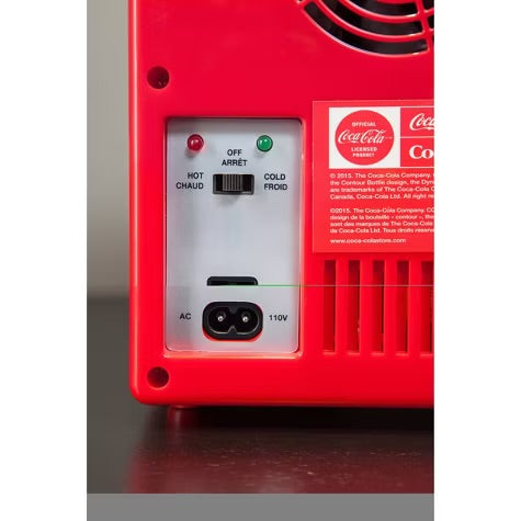 Coca-Cola Polar Bear 4L Cooler/Warmer 12V DC 110V AC Mini Fridge - Red: Thermoelectric Dorm Refrigerator, 6 Can Capacity