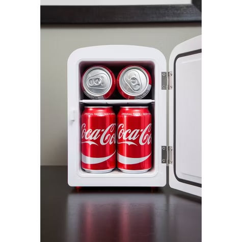 Coca-Cola Polar Bear 4L Cooler/Warmer 12V DC 110V AC Mini Fridge - Red: Thermoelectric Dorm Refrigerator, 6 Can Capacity