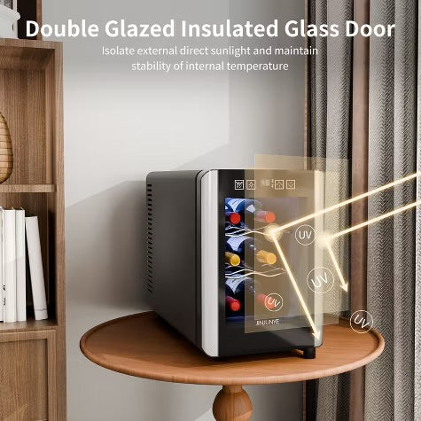 Famapy 6 - Bottle Wine Cooler Refrigerator,Mini Freestanding Wine Cellars for Summer,Countertop Wine Cooler with Digital Temperature Control