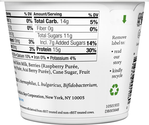 Siggi's Non Fat Mixed Berries & Acai Skyr Yogurt Cup