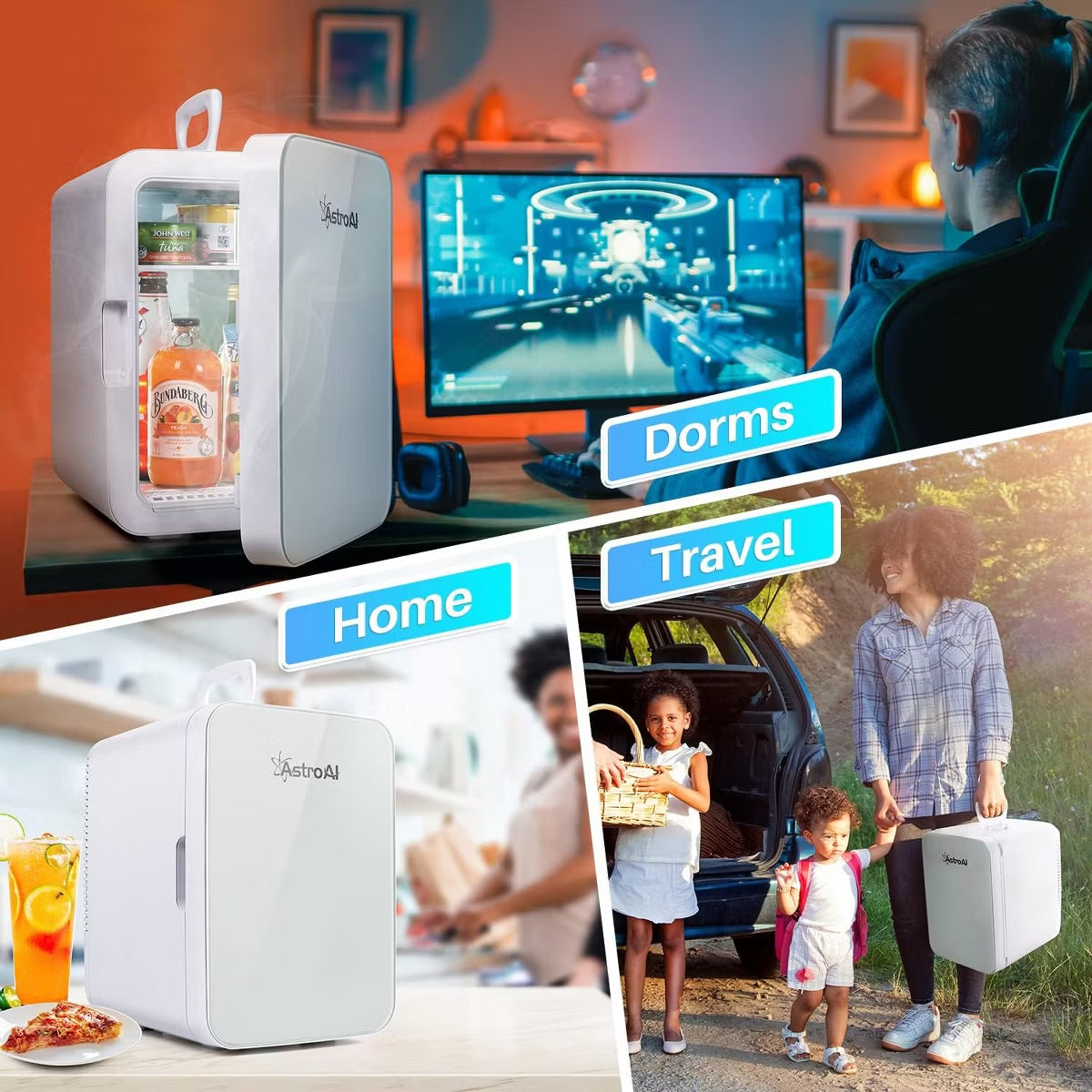 AstroAI Mini Fridge,15 Can 10 Liter Mini Refrigerator Cooler Warmer, AC/DC Thermoelectric Skincare Fridge for Beverage, Bedroom
