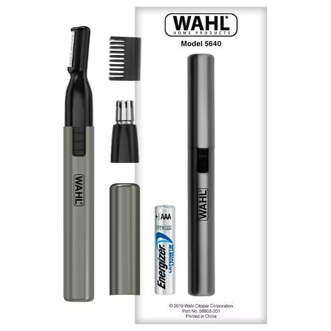 Wahl Lithium Ion Micro Groomsman 2-in-1 Cordless Battery Eyebrow and Nose Trimmer for Men with Rinseable Heads