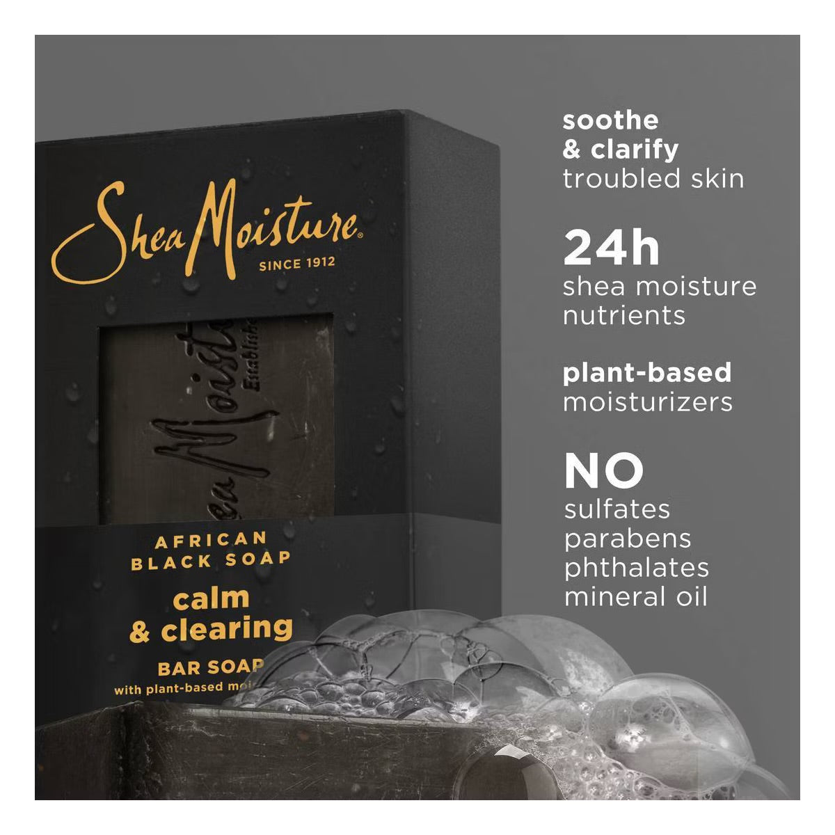 SheaMoisture Calm & Clearing Bar Soap - African Black Soap - 8oz