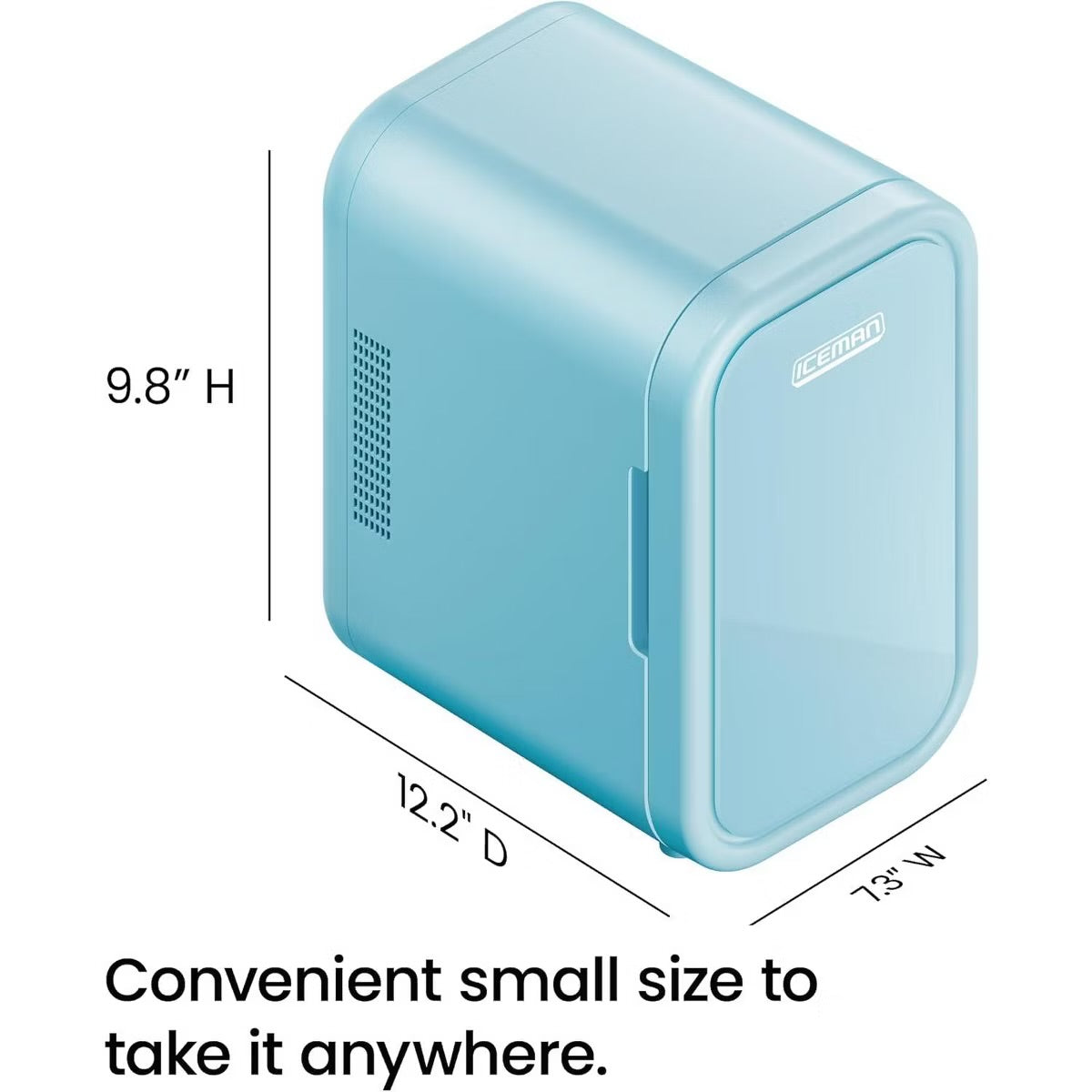 ICEMAN Portable Mini Fridge w/ 8 12oz Can Capacity, Cools and Heats, Car Plug Included