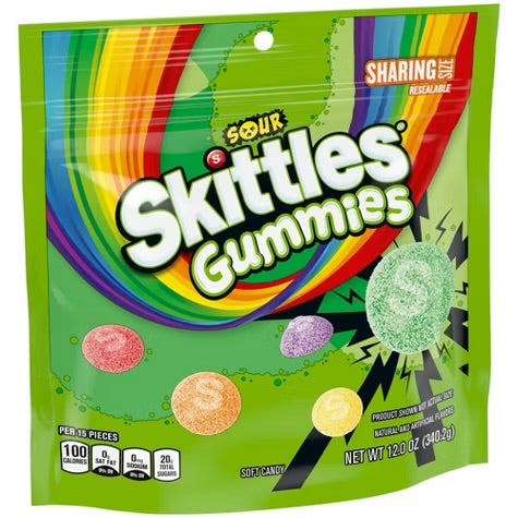 Skittles Sour Gummies Candy, Chewy Sour Candies Sharing Size Bag - 12oz