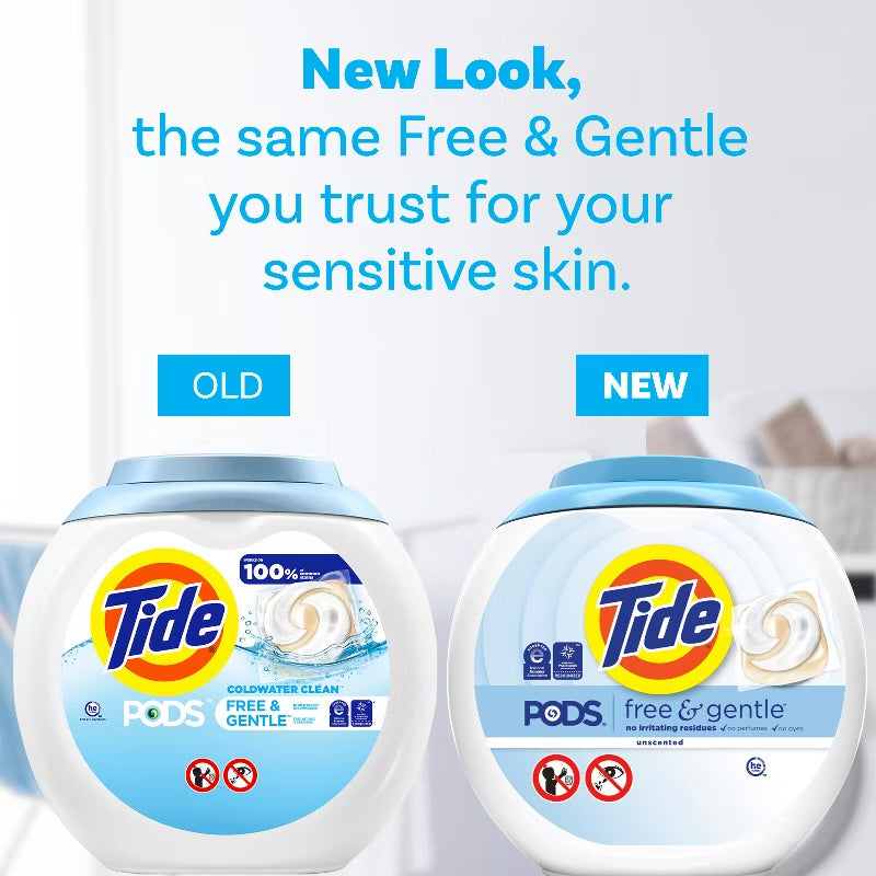 Tide Pods HE Compatible Laundry Detergent Pacs - Free & Gentle