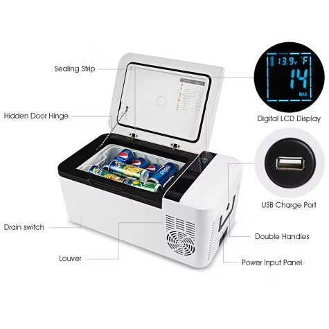 16 Quart Portable Car Refrigerator Mini Cooler/ Freezer Compressor Camping