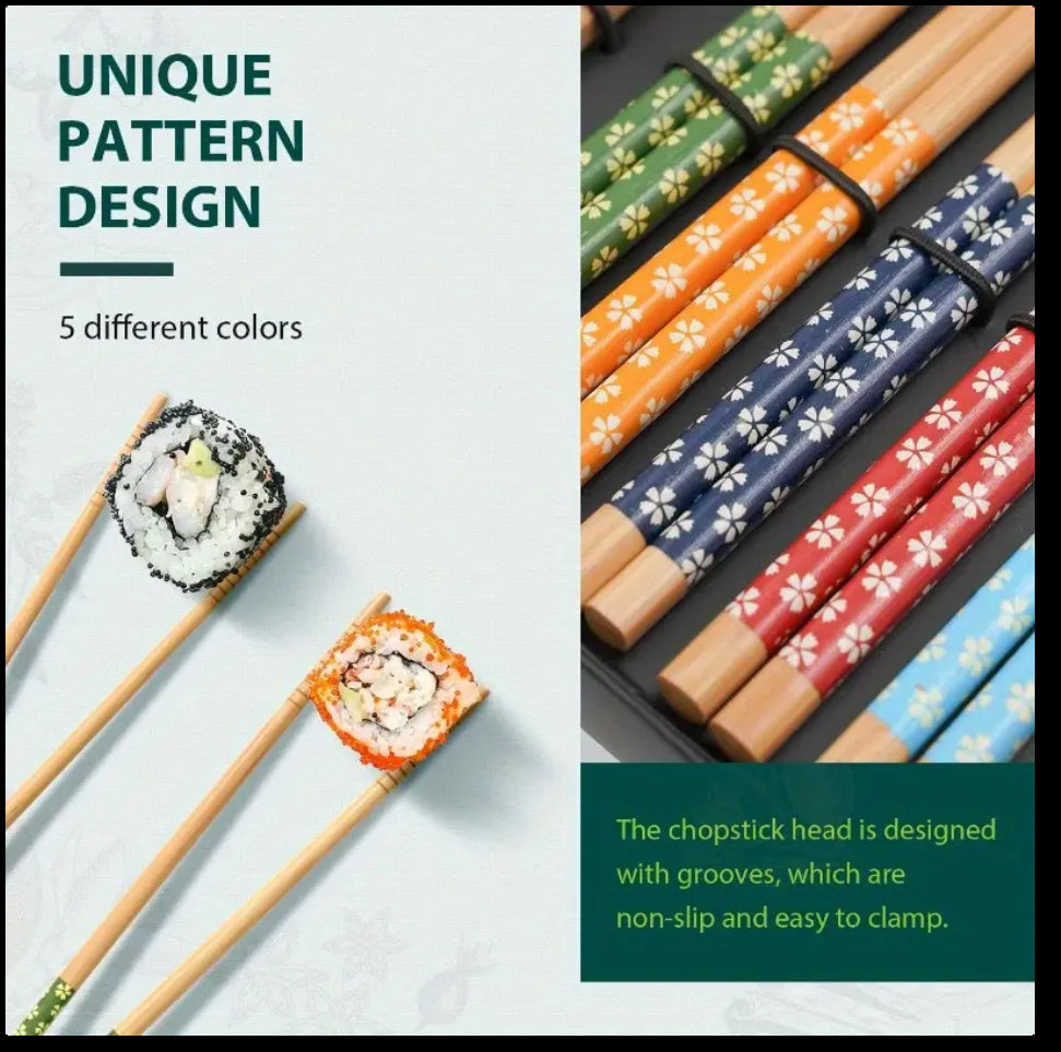 Soeos Beginner Sushi Making Kit, Sushi Making Kit for Beginners with 2 Sushi Rolling Mats, 5 Pairs Chopsticks, 1 Paddle, 1 Spreader, 1 Bag, Sushi Making Kit Gift Set, Sushi Maker Kit