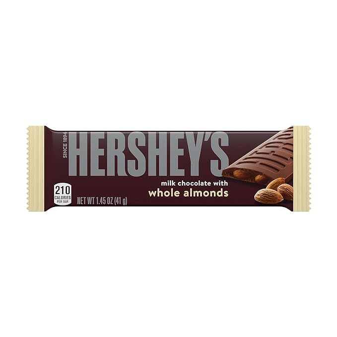 Hershey's Milk Chocolate with Whole Almonds Candy Bar, 1.45 oz., 36/Box (HEC24100)