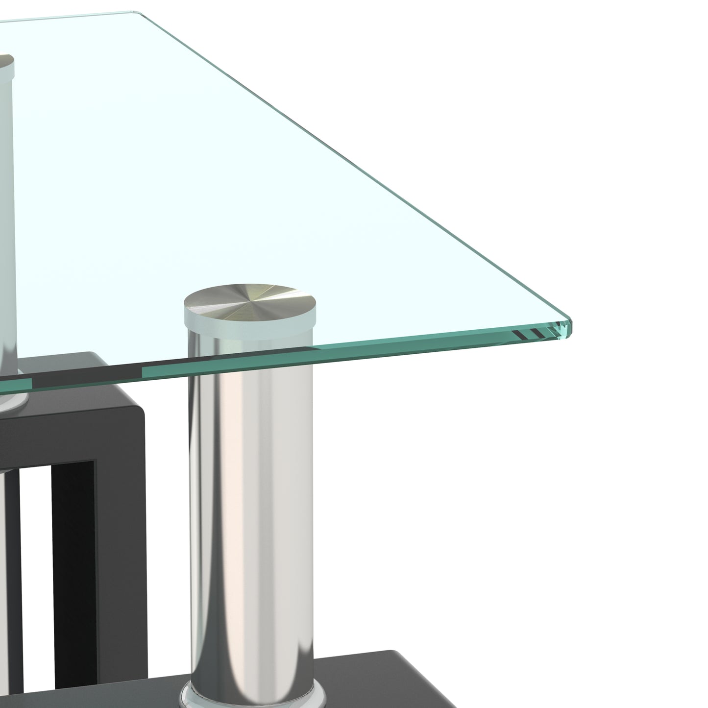 Lot de 2 tables basses modernes en verre trempé, table d'appoint carrée pour salon, transparentes/noires