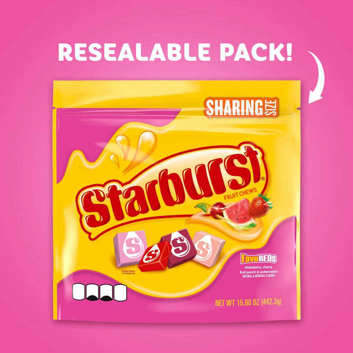 Starburst FaveREDs Candy Fruity Chewy Candies Sharing Size Bag - 15.6oz