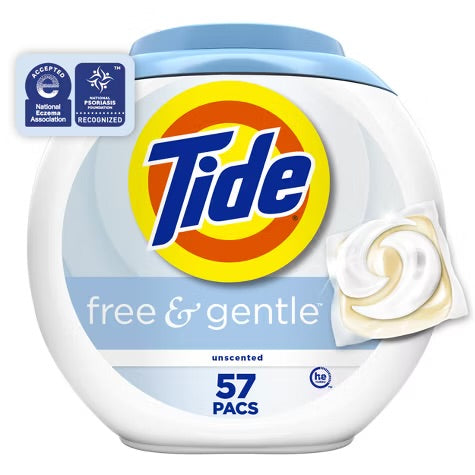 Tide Pods HE Compatible Laundry Detergent Pacs - Free & Gentle