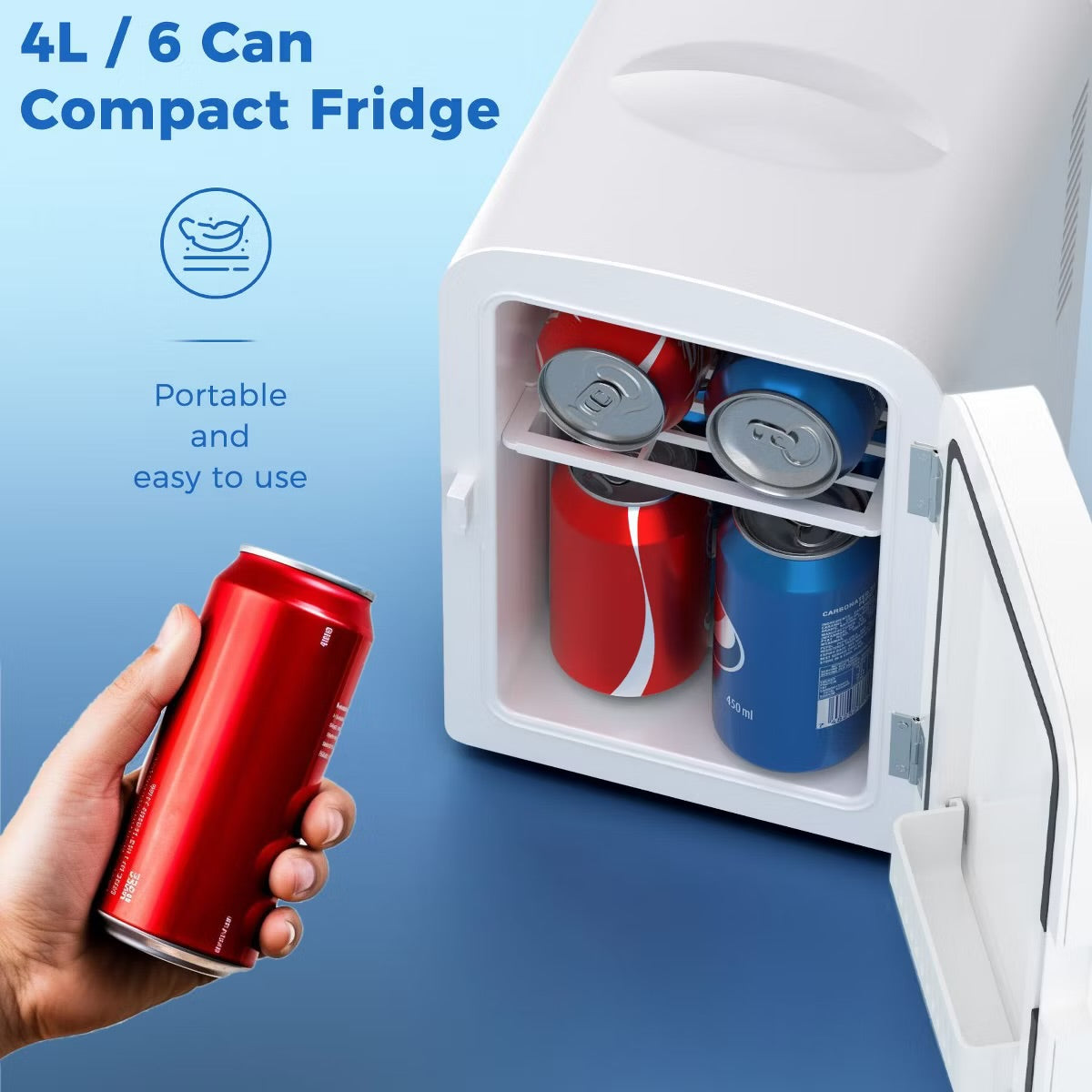 R.W.FLAME Makeup Compact Refrigerator with Mirror, Skin Care, for Bedroom, Car, Office & Dorm, Portable Small Cooler for Cosmetics, White