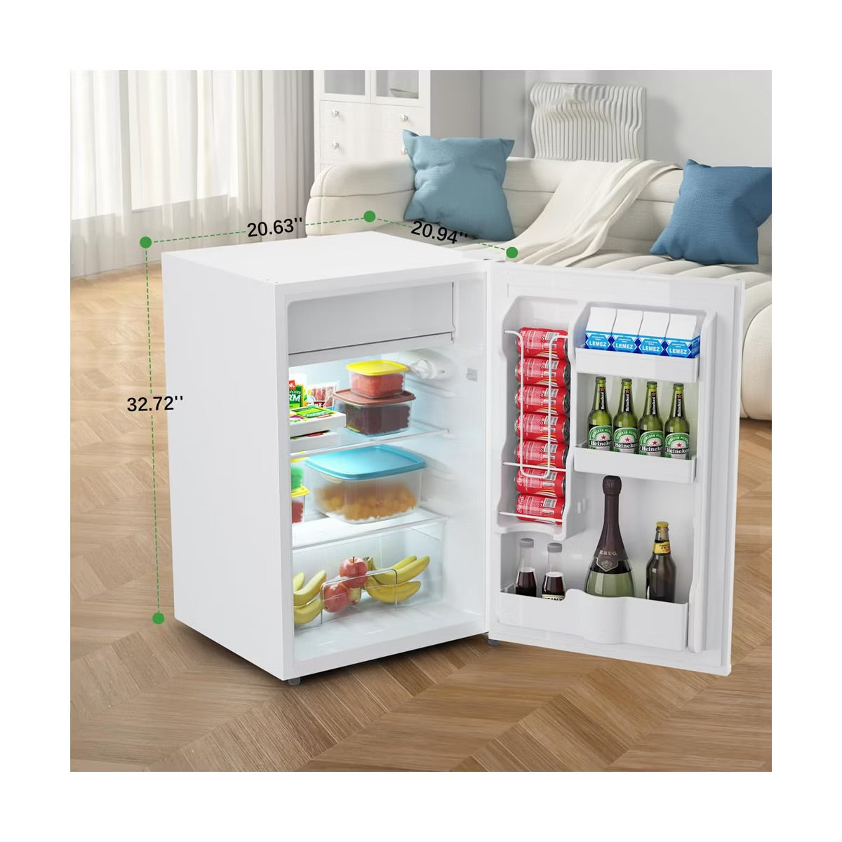 4.3 Cu.Ft Mini Fridge with Freezer, Single Door Mini Fridge, 7 Settings Temperature Adjustable