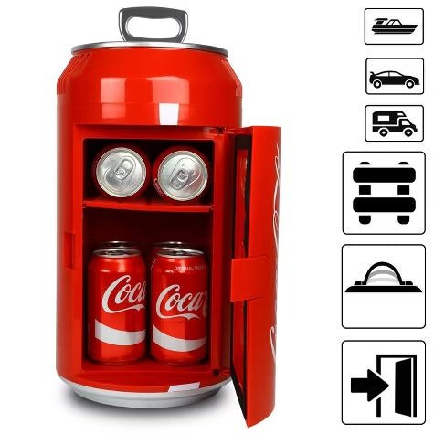 Coca-Cola 8 Can Portable Mini Fridge 12V DC 110V AC 5.4L Cooler - Red: Skincare & Beverage Thermoelectric Refrigerator