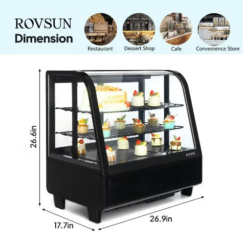 ROVSUN 3.5 Cu.Ft Refrigerator Display Case, Commercial Countertop Display with LED Air-cooling Auto Defrost Sliding Doors
