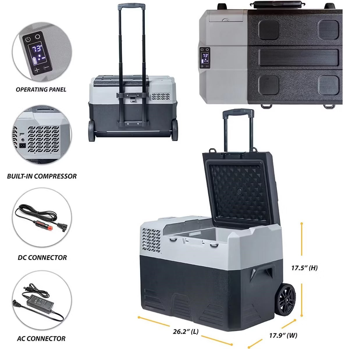 Glarewheel Electric Cooler Iceless Portable Refrigerator 42L