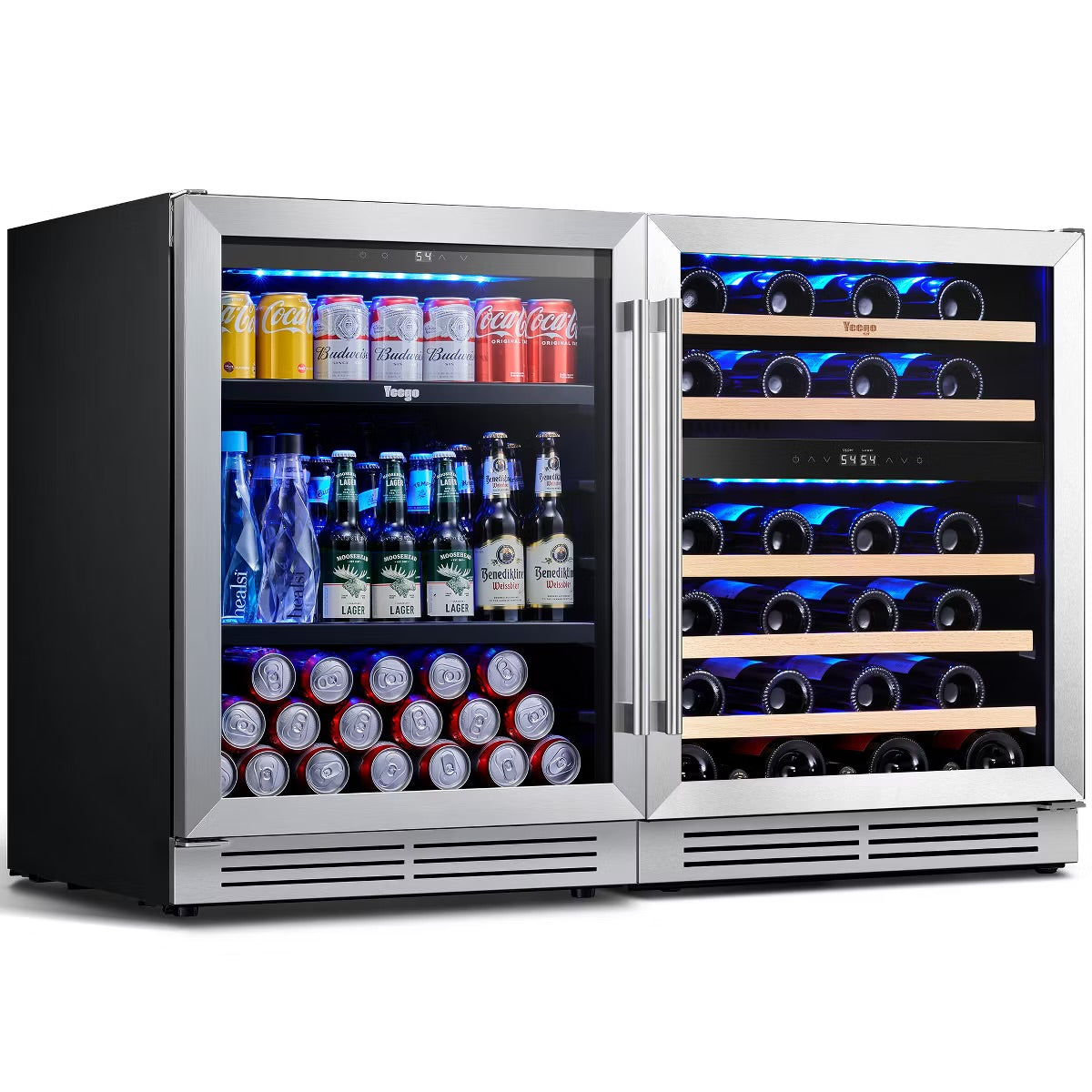 Yeego 48-Inch Wide Dual Zone 2-Pack 92 Bottle Built-In Wine Cooler Refrigerator