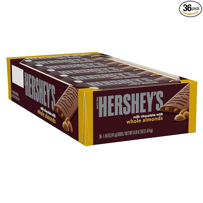 Hershey's Milk Chocolate with Whole Almonds Candy Bar, 1.45 oz., 36/Box (HEC24100)