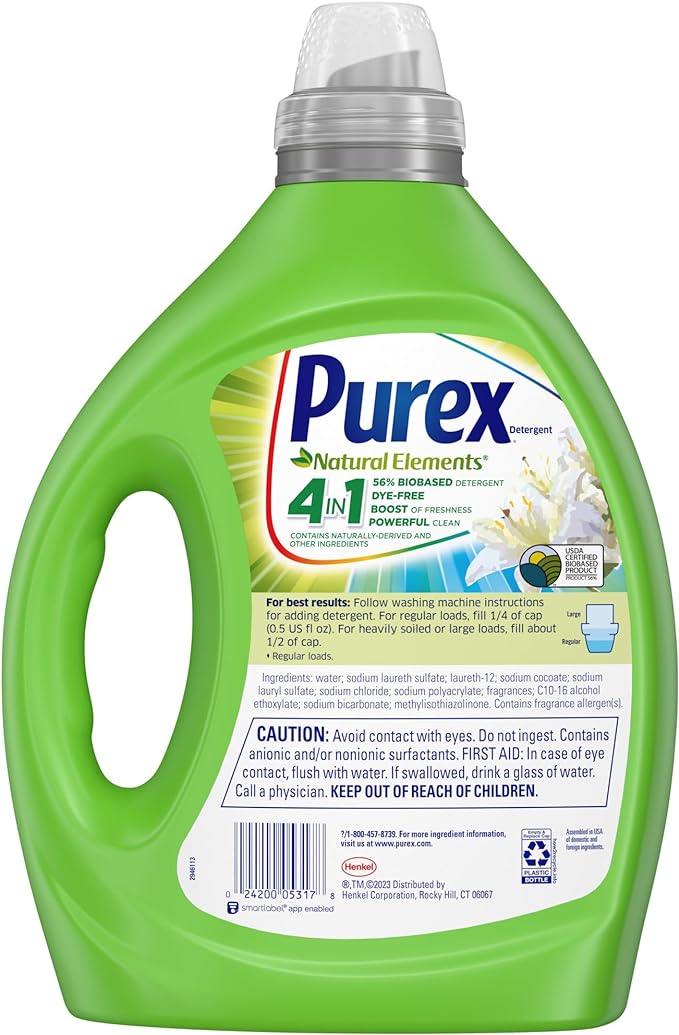 Purex Liquid Laundry DetergentPurex Liquid Laundry Detergent, Ultra Concentrated, Natural Elements Linen & Lilies, 82.5 Ounce, 165 Loads