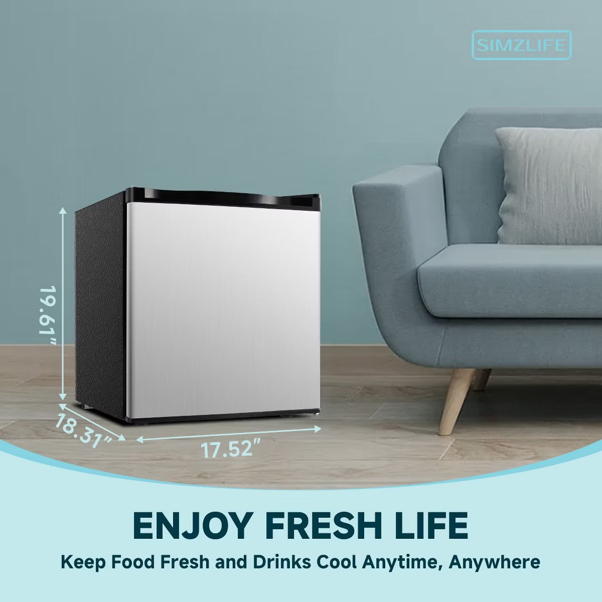 Simzlife 1.6 Cu.Ft. Mini Fridge with Freezer,Single Door Compact Refrigerator