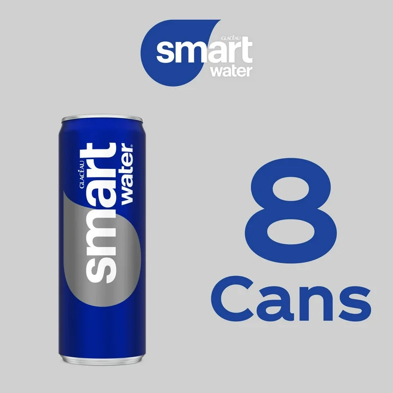 smartwater vapor distilled premium water cans, 12 fl oz 8 pack