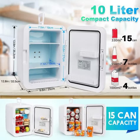 AstroAI Mini Fridge,15 Can 10 Liter Mini Refrigerator Cooler Warmer, AC/DC Thermoelectric Skincare Fridge for Beverage, Bedroom