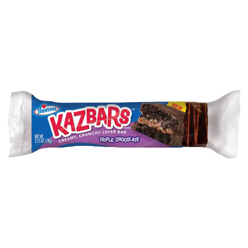 Hostess Kazbars Fudge Coated Chocolate Cake, Chocolate and Carmel Filling, 2.75oz