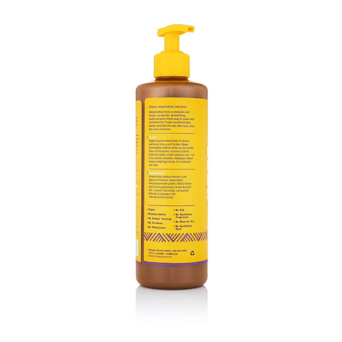 Alaffia Authentic All-in-One African Black Soap - Wild Lavender - 16 fl oz