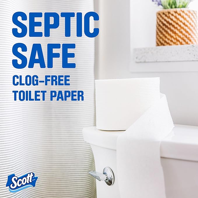 Scott ComfortPlus Toilet Paper, 12 Double Rolls, 231 Sheets per Roll, Septic-Safe, 1-Ply Toilet Tissue, 12 Count (Pack of 1)