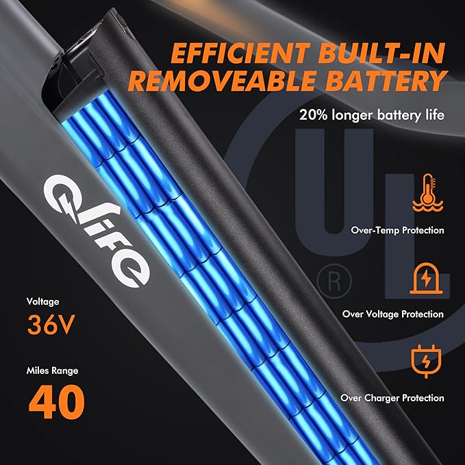Qlife Cityone Electric Bike for Adults 26" Ebike with 2.1" Tire,UL2849 Certified Built-in Removable Battery, Peak 500W Motor Ebikes with 7 Speed Commuter Mountain Electric Bicycle