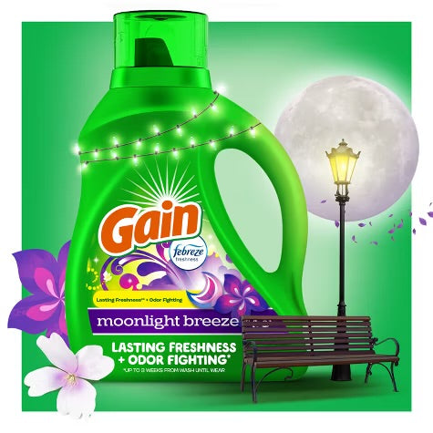 Gain + Aroma Boost Moonlight Breeze Scent HE Compatible Liquid Laundry Detergent Soap