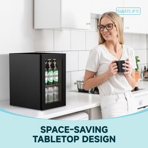 Simzlife 1.6cu.ft Mini Fridge Cooler - Mini Beverage Cooler, Black