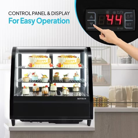 ROVSUN 3.5 Cu.Ft Refrigerator Display Case, Commercial Countertop Display with LED Air-cooling Auto Defrost Sliding Doors