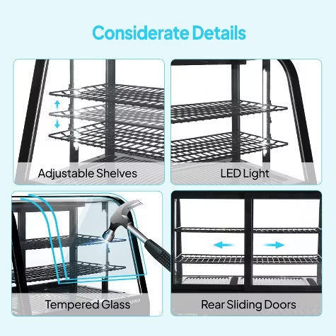 ROVSUN 3.5 Cu.Ft Refrigerator Display Case, Commercial Countertop Display with LED Air-cooling Auto Defrost Sliding Doors