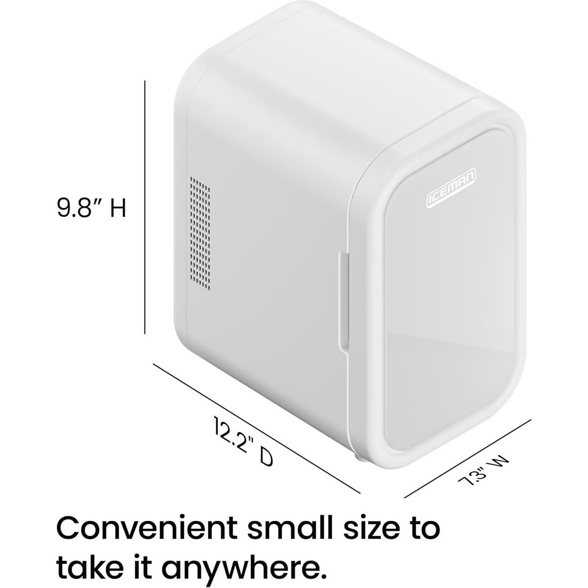 ICEMAN Portable Mini Fridge w/ 8 12oz Can Capacity, Cools and Heats, Car Plug Included