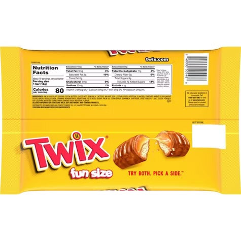 Twix Fun Size Caramel Chocolate Cookie Bar Candy - 10.83oz